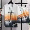 Moda Deportiva Juvenil 2025 Más Fácil para Partido Camiseta Pantalones Cortos Conjunto de Dos Piezas Verano Nuevo Traje Casual Degradado para Hombre