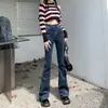 Jeans MNVZ de micro campana para mujer, nuevo estilo coreano, cintura alta, adelgazantes, elásticos, moda callejera Ins, pequeños