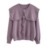 Otoño e Invierno estilo coreano cuello de muñeca floral elegante abrigo de punto estilo perezoso suéter de leche huhoo para mujer dulce que reduce la edad