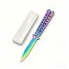 Cuchillo de mariposa de práctica sin filo totalmente de acero para entrenamiento al aire libre plegable Csgo, Herramienta plegable portátil elegante