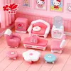 Muñeca de Casa en Miniatura Rosa de Alta Venta Muebles de Escritorio Adornos Dormitorio Sala de Estar Sofá Adornos de Resina DIY