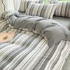 Juego de Ropa de Cama Cuatro Piezas Estilo Japonés Fuji Cuadros Rayas Simples Algodón Nube Lavado Estudiante Funda Nórdica Tres Piezas Bolsa de Cama