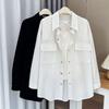 Casaco cardigã de outono simples e elegante para mulheres plus size, peça externa versátil para todos os tipos de corpo, irmã gordinha 0589