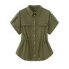 Roupas Femininas Estilo Europeu e Americano Transfronteiriças Z 2025 Nova Camisa Versátil Simples Slim-Fit Estilo Safari 2773734