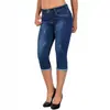 Jeans de mujer cropped de modelo nuevo 2026, lavables, con dobladillo enrollable, tiro alto, elásticos, corte ajustado, versátiles, para cruzar fronteras