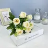 Buquê de Rosas Artificiais 7 Galhos Flor de Seda Flor Falsa Ornamento de Decoração para Casa Disponível em Várias Cores para Arranjos de Casamento