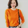Primavera y Otoño Nuevo Estilo Tejido de Punto para Mujer Cuello Redondo Color Sólido Manga Larga Suéter Delgado Casual Versátil Estilo Coreano Top Capa Base