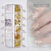 Caja de Decoraciones para Uñas Flor de Cinco Pétalos Diamantes de Imitación Planos Mixtos Remaches de Resina Aurora Lazo Flor de Camelia Diamantes de Imitación Decorativos
