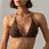 Joyería Transfronteriza Europea y Americana, Cadena Corporal Sexy de Cadena de Cuentas con Borla de Metal, Cadena de Pecho Multi-Capa con Perlas para Bikini con Cuello Halter