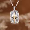 Colgante de Plata S925 Rey Ciervo Dorado Retro Viejo Moderno Punk Cruz Dorada Estrella Estrella de Seis Puntas Cuadrado Marca para Hombres y Mujeres