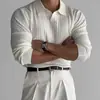 Nueva Camisa de Punto para Primavera y Otoño con Mangas Largas y Cuello Henley para Hombre, Moderna y Sencilla, para Fitness Muscular, Venta al por Mayor de Fábrica Transfronteriza