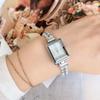 Pulsera de Perlas Antiguas Reloj Rectangular Estilo Chanel Nácar Esfera Pequeña Vintage Reloj Pequeño Verde