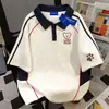 Camiseta de Algodón 100% Puro Estilo Coreano Nueva con Cuello Polo de Manga Corta para Hombres y Mujeres en Verano, Estilo Lindo, Top Holgado Casual Adelgazante