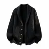 Casaco Cardigan de Tricô Trançado Novo Masculino Outono Inverno Estilo Europeu e Americano Gola Lapela Tricô Trançado Jaqueta Casual Solta