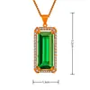 Kaiwei K oro rosa esmeralda rectangular colgante de diamante esmeralda verde coloreada turmalina verde diamante collar cristal