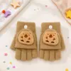 Luvas de inverno para crianças, luvas de meio dedo, luvas grossas, para estudantes do ensino fundamental, para escrever, à prova de frio, com cinco dedos, para crianças maiores e menores, femininas, quentes, fofas