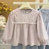 Nueva Camisa de Muñeca Bordada Estilo Coreano de Algodón Puro para Niñas Otoño, Blusa de Moda para Bebé Niña, Camisa Moderna, Ropa Infantil