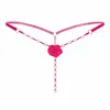 Comércio Exterior Europa e Estados Unidos Sexy Calcinha Massageadora de Pérolas T-pants Roupa Íntima em Formato T Rosa Cintura Baixa Aberta Transparente Tentação Feminina 2143