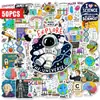 Compra direta internacional de 50 adesivos científicos de exploração espacial para decoração divertida e criativa de cadernos e diários