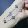 Pulsera de piedra lunar natural luz azul fuerte boca suelta plata de ley 925 incrustación de precisión 3*3mm directo de fábrica zona minera