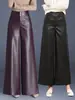 Pantalones de cuero genuino de marca auténtica Haining para mujer, colección primavera/otoño 2026, largo de nueve puntos, piel de oveja, pierna ancha, corte recto, casual, moderno