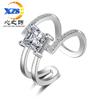 Diseño Minimalista Estilo Coreano Anillo de Cola Geométrico Diamante Cuadrado Anillo Mix and Match para Mujer