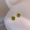 Pendientes Geométricos Verdes Elegantes para Mujer Plata 925 2024 Nueva Moda Exquisitos Pendientes de Alta Gama Pendientes Simples Franceses