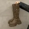 Estilo Británico Dr. Botas Martens Mujer 2026 Otoño/Invierno Nueva Llegada Hebilla Botas Largas Botas de Montar Persona Baja Suela Gruesa Botas Altas