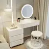 Tocador estilo crema, mueble de almacenamiento minimalista moderno, mesita de noche, tocador de maquillaje, escritorio integrado, tocador de maquillaje extensible 2025
