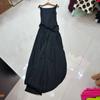 Vestido largo de punto con tirantes finos y falda irregular con fruncido en la cintura, estilo europeo y americano, nicho vietnamita