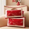 Cojín festivo para boda, cojín de sofá para la sala de estar, cojín rectangular rojo, un par de fundas de almohada con temática de boda para la cama nupcial