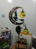 Lâmpada de lua de beija-flor solar transfronteiriça, gato preto, com vidro rachado para decoração de gramado, jardim, pátio externo