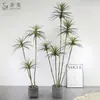Planta Verde Artificial en Maceta Árbol Sangre de Dragón de Hoja Estrecha, Agave, Árbol de Yuca, Cola de Caballo Aguja de Hierro Girasol, Árbol de Hierro Decoración de Ventana