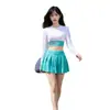 Traje de baño de verano para niñas, conjunto deportivo de dos piezas, conservador y adelgazante, que oculta el abdomen, adecuado para vacaciones en aguas termales y ropa de natación para estudiantes