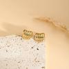 Pendientes geométricos ovalados de acero y titanio de moda transfronteriza europea y americana para mujer, con nicho circular de pigmento dorado, elegantes pendientes franceses de alta gama.