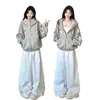 Sudadera con Capucha Huamian Gris para Mujer en Otoño e Invierno 2025 Nuevo Estilo Caliente Uso de Principios de Otoño Tops Coreanos Súper Bonitos