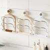 Estante para tapar ollas multicapa con ventosa, estante de pared para tabla de cortar de cocina con gancho, estante de almacenamiento multifuncional con escurridor para tabla de cortar.