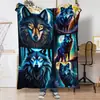 Nova manta de flanela com estampa de lobo, céu estrelado pintado, impressão digital HD transfronteiriça