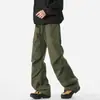 Edição Especial P25 Sem Diferença de Preço Estilo Montanha de Primavera Calça Cargo Ampla Plissada à Prova de Vento Resistente à Água para Homens K5659
