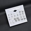 Set de 12 Pares de Aretes, Clavillos Geométricos en Forma de Corazón Estilo Punk de Cristal para Mujeres, Pequeños Corazones Mixtos de Perla Simples al por Mayor
