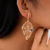Pendientes de Plata con Diseño de Hoja de Mariposa Hueca Transfronterizos Europeos y Americanos Pendientes de Lujo Ligero de Gama Alta Pendientes de Nicho Venta al por Mayor