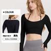 Verano 2026 Nuevo Estilo Top Deportivo Corto Ajustado de Manga Larga para Mujer con Escote Halter, Acolchado en el Pecho y Diseño de Costilla