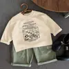Camiseta infantil de manga comprida, novos estilos de primavera e outono, tops da moda para meninos e meninas, camiseta básica versátil casual de desenho animado