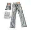 Jeans Vintage Lavados Azul Hielo Cleanfit para Hombre, Nueva Colección Primavera/Otoño Estilo Americano Corte Delgado Ambiente High Street Pantalones de Campana