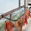Estante secador de salchichas para ventana, tendedero de carne para balcón, instalación sin taladro, para secar carne, salchichas y pescado