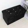 Banqueta de Almacenamiento de Terciopelo con Pedrería, Banqueta para Cambiar Zapatos, Banqueta de Sofá, Caja de Almacenamiento, Banqueta de Almacenamiento Varios para Sofá y Dormitorio, Almacenamiento Creativo