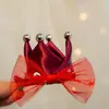 Corona de Banda para el Cabello de Bebé de Cien Días Accesorios para Vestido Infantil Flor Dorada Borgoña Pinza para el Cabello de Bebé Foto