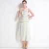 2025 Shenzhen Nanyou Vestido Feminino de Tweed Patchwork com Gola Redonda e Chiffon Plissado Verão Feminino Estilo Francês de Alta Qualidade