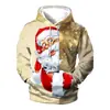 Suéter com capuz masculino 3D digital transfronteiriço 2024 novo Amazon transfronteiriço Halloween Papai Noel personalidade
