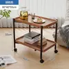 Mesa de té pequeña móvil, carrito pequeño, estante de almacenamiento mini con ruedas para sala de estar/balcón, mesita de noche, mesa auxiliar, mesa redonda pequeña